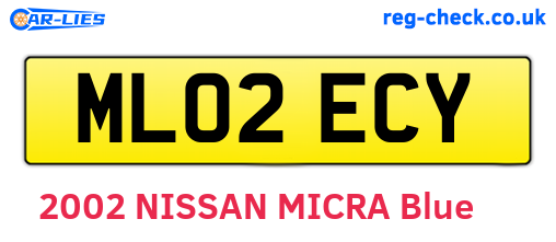 ML02ECY are the vehicle registration plates.