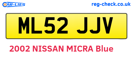 ML52JJV are the vehicle registration plates.