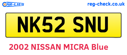 NK52SNU are the vehicle registration plates.