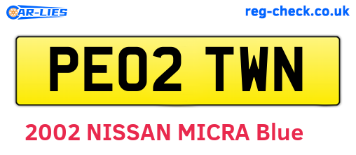 PE02TWN are the vehicle registration plates.