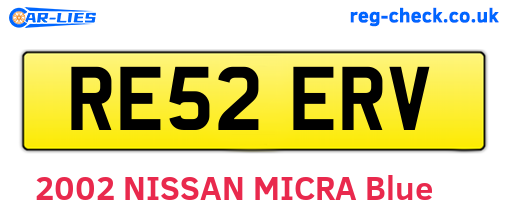 RE52ERV are the vehicle registration plates.