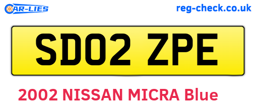 SD02ZPE are the vehicle registration plates.