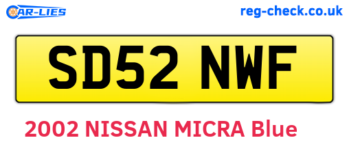 SD52NWF are the vehicle registration plates.
