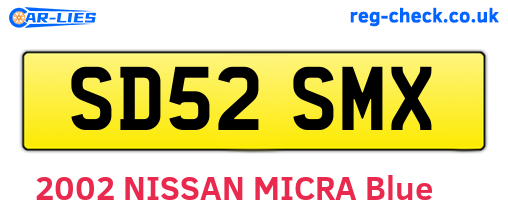 SD52SMX are the vehicle registration plates.