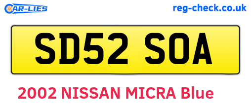 SD52SOA are the vehicle registration plates.