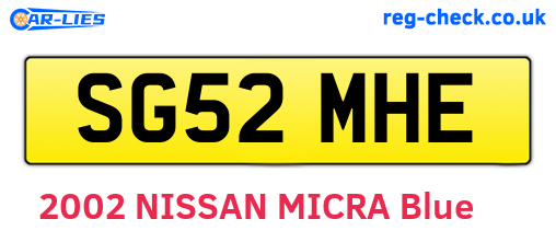 SG52MHE are the vehicle registration plates.