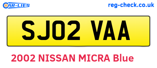 SJ02VAA are the vehicle registration plates.