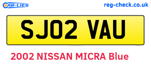 SJ02VAU are the vehicle registration plates.