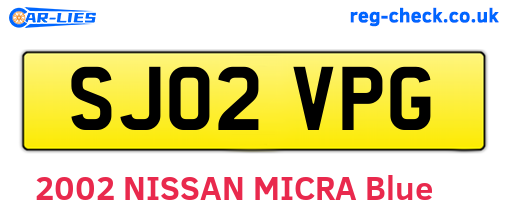 SJ02VPG are the vehicle registration plates.