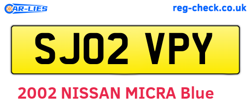 SJ02VPY are the vehicle registration plates.
