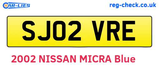 SJ02VRE are the vehicle registration plates.