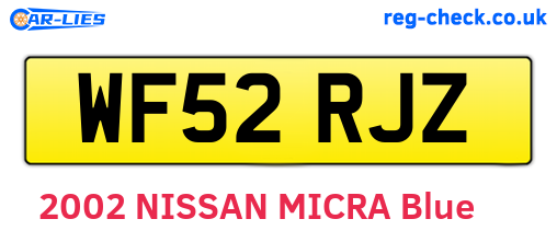 WF52RJZ are the vehicle registration plates.