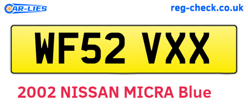 WF52VXX are the vehicle registration plates.