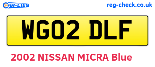 WG02DLF are the vehicle registration plates.