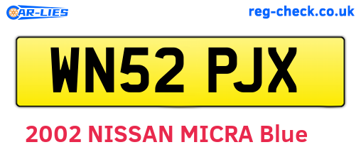 WN52PJX are the vehicle registration plates.