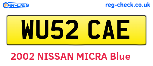 WU52CAE are the vehicle registration plates.
