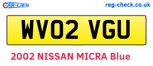 WV02VGU are the vehicle registration plates.