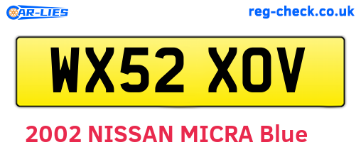 WX52XOV are the vehicle registration plates.