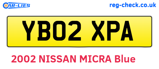 YB02XPA are the vehicle registration plates.