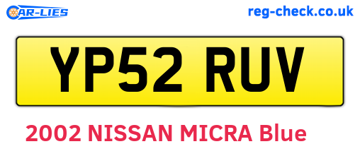 YP52RUV are the vehicle registration plates.