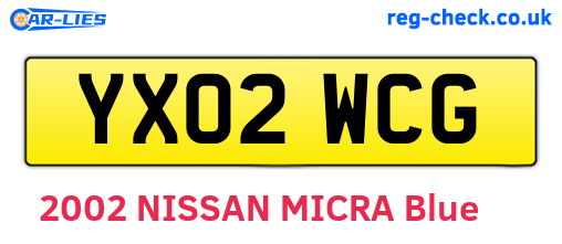 YX02WCG are the vehicle registration plates.