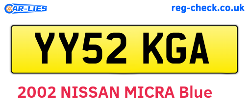 YY52KGA are the vehicle registration plates.