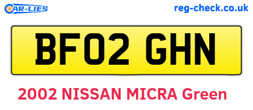 BF02GHN are the vehicle registration plates.