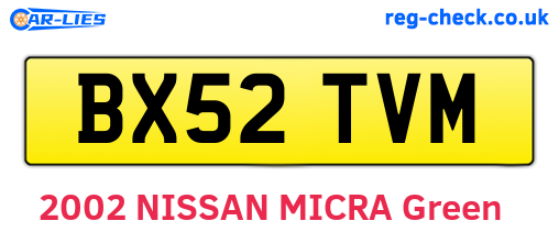 BX52TVM are the vehicle registration plates.