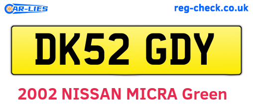 DK52GDY are the vehicle registration plates.