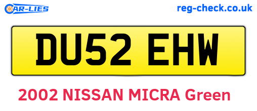 DU52EHW are the vehicle registration plates.