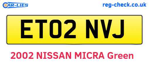 ET02NVJ are the vehicle registration plates.