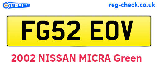 FG52EOV are the vehicle registration plates.