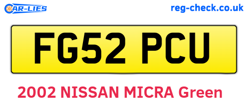 FG52PCU are the vehicle registration plates.