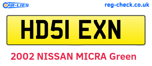 HD51EXN are the vehicle registration plates.