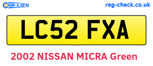 LC52FXA are the vehicle registration plates.