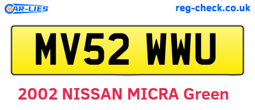 MV52WWU are the vehicle registration plates.