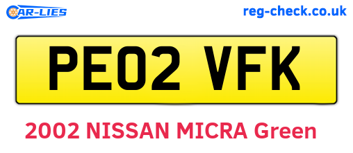 PE02VFK are the vehicle registration plates.