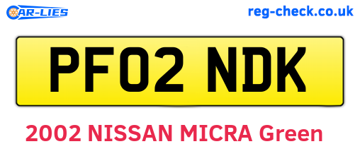 PF02NDK are the vehicle registration plates.