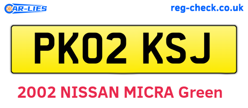 PK02KSJ are the vehicle registration plates.