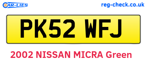 PK52WFJ are the vehicle registration plates.