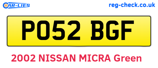 PO52BGF are the vehicle registration plates.