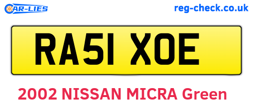 RA51XOE are the vehicle registration plates.