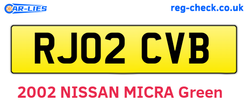 RJ02CVB are the vehicle registration plates.