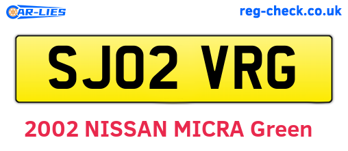 SJ02VRG are the vehicle registration plates.