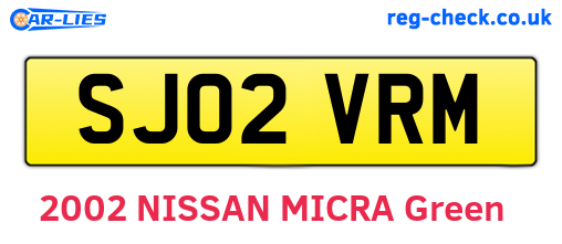 SJ02VRM are the vehicle registration plates.