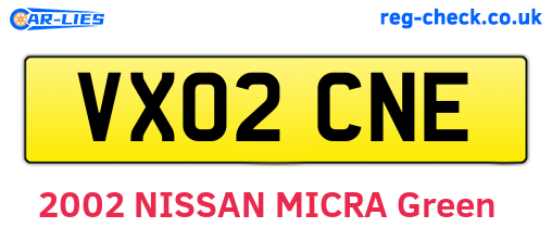 VX02CNE are the vehicle registration plates.