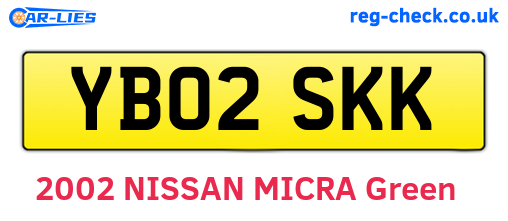 YB02SKK are the vehicle registration plates.