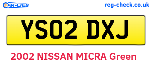 YS02DXJ are the vehicle registration plates.