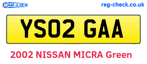 YS02GAA are the vehicle registration plates.