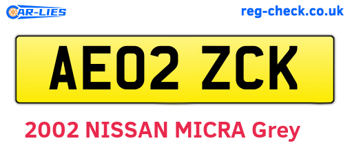AE02ZCK are the vehicle registration plates.